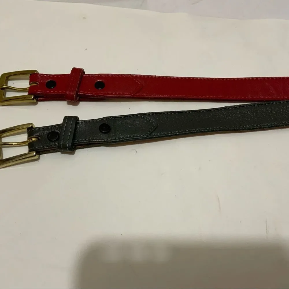 Justin 3044R Brass Buckle & Red Top Grain Cowhide Leather Belt Size 32 lot of 2